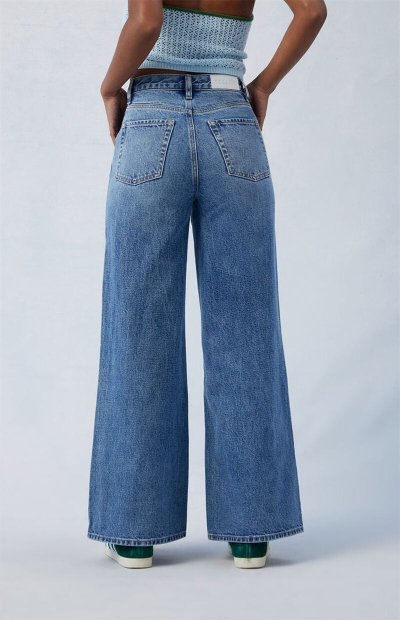 Eco Medium Indigo Asymmetrical Wide Leg Jeans