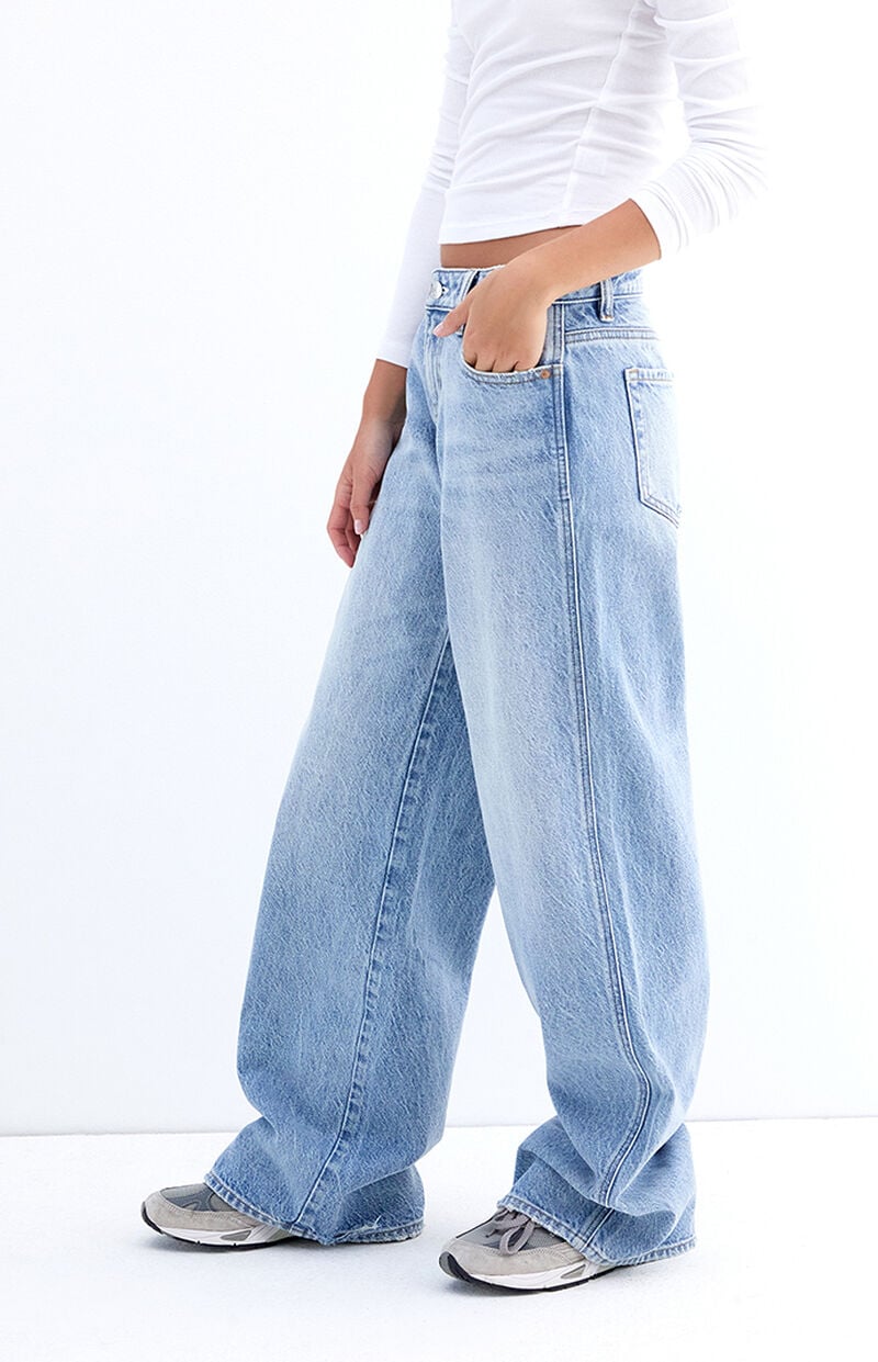 Casey Light Indigo Butt Slit Low Rise Baggy Jeans