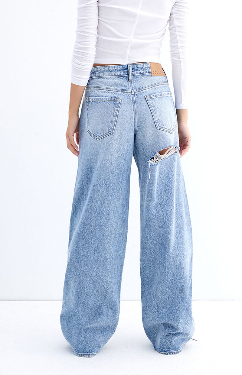 Casey Light Indigo Butt Slit Low Rise Baggy Jeans