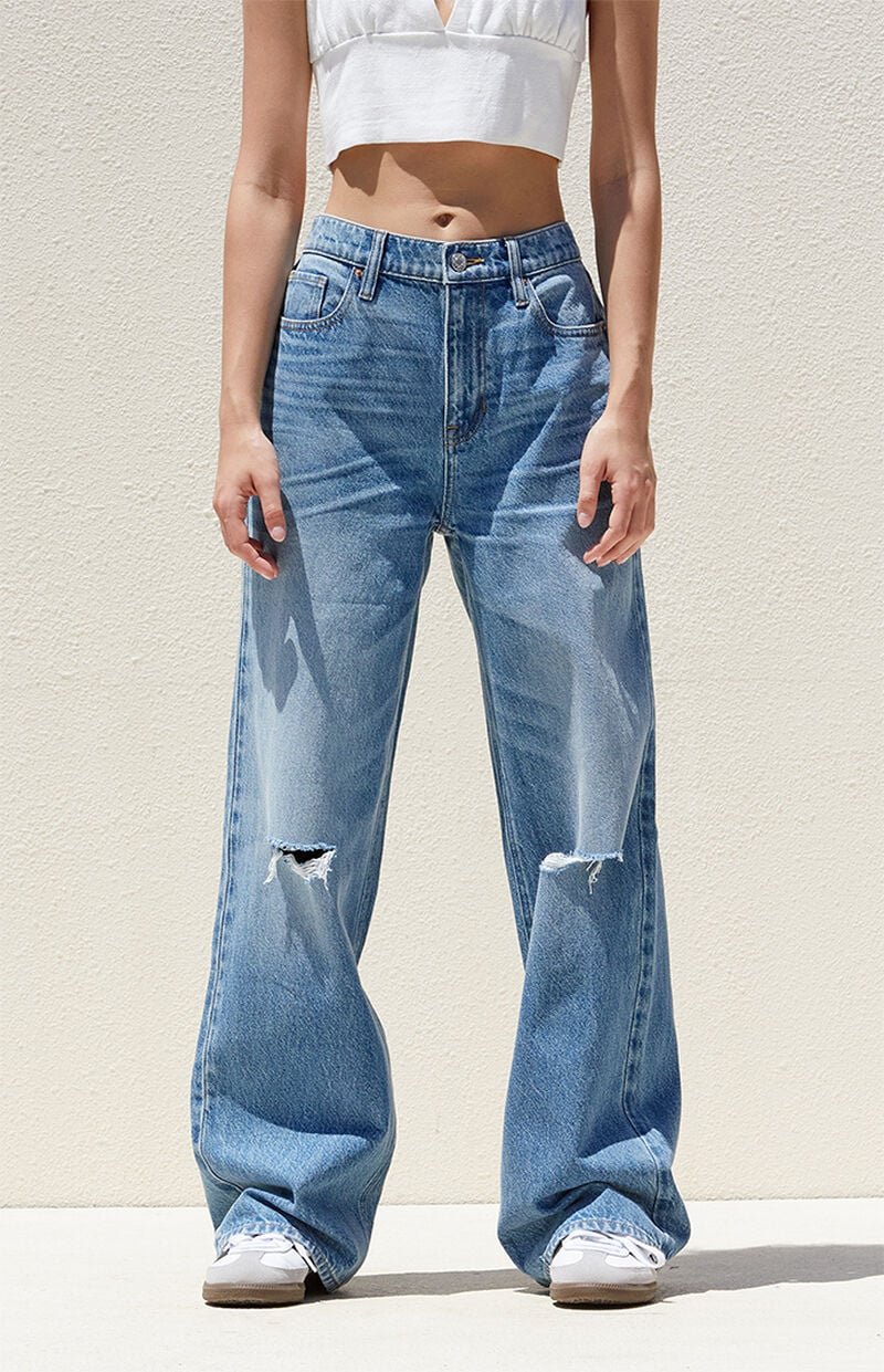 Medium Indigo Ripped Boyfriend Jeans