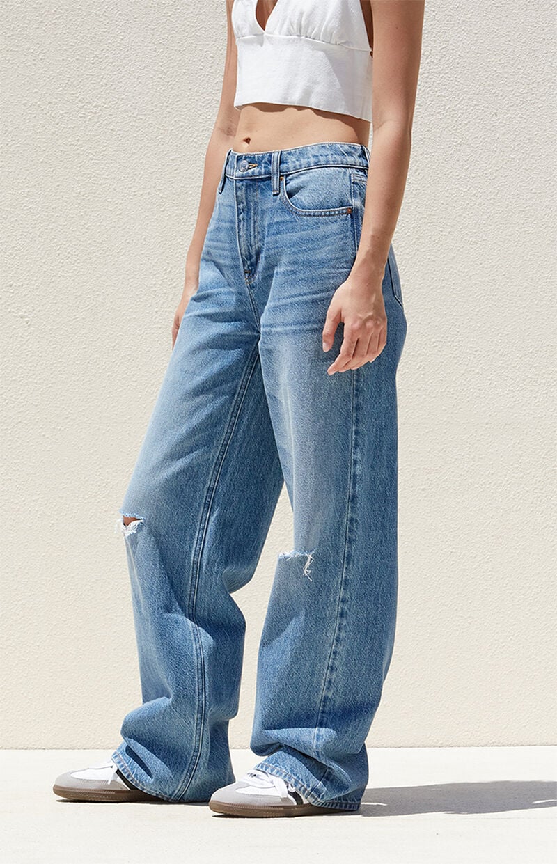 Medium Indigo Ripped Boyfriend Jeans