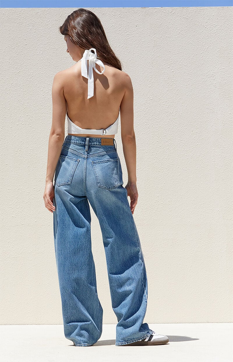 Medium Indigo Ripped Boyfriend Jeans