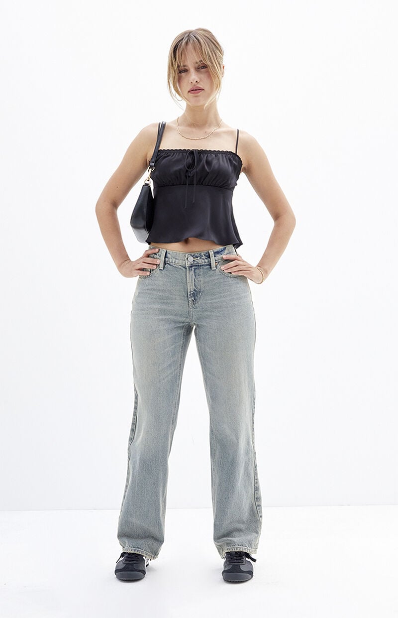 Jordyn Medium Indigo Low Rise Straight Leg Jeans