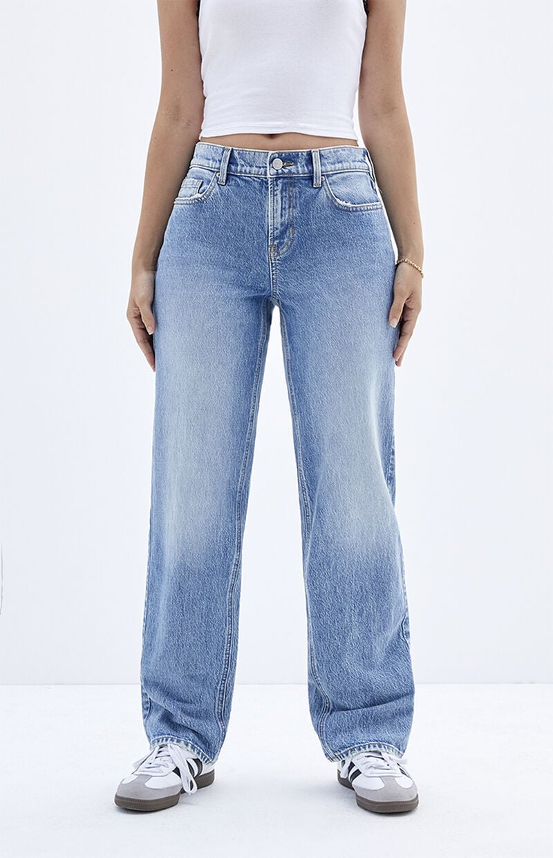 Jordyn Stretch Medium Indigo Low Rise Straight Leg Jeans