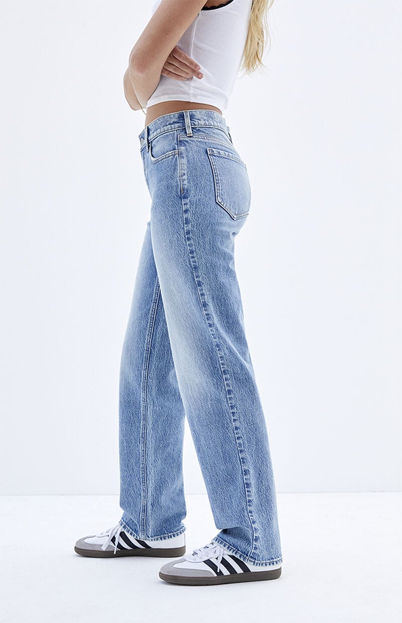 Jordyn Stretch Medium Indigo Low Rise Straight Leg Jeans