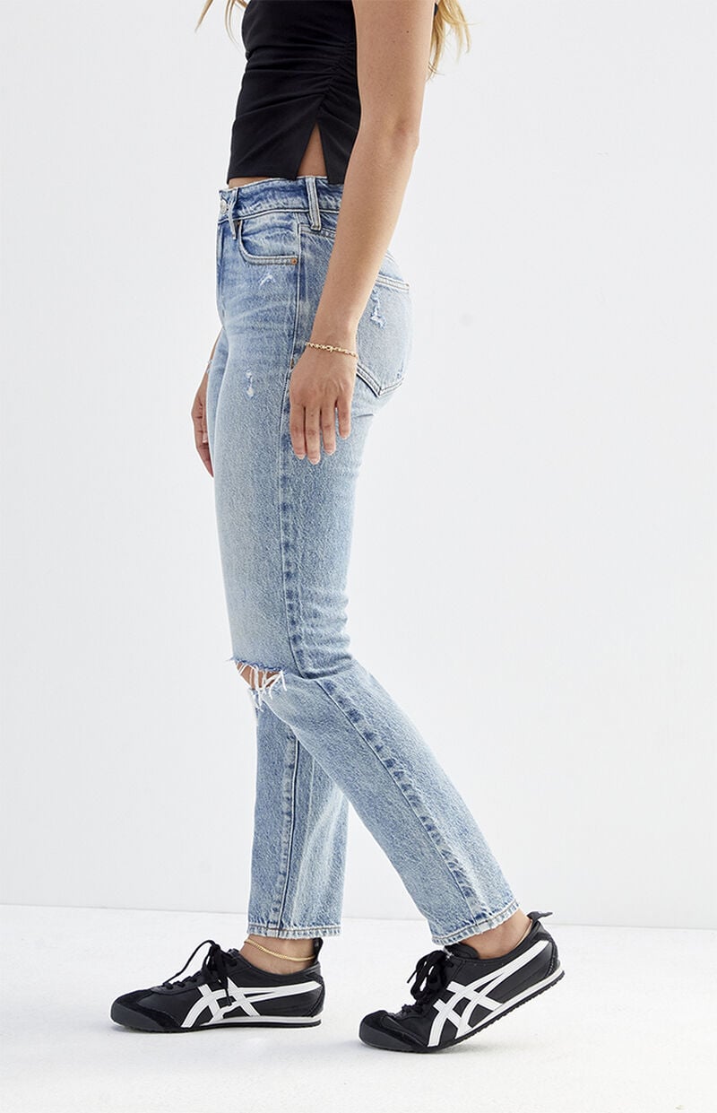 Light Indigo Ripped Mom Jeans