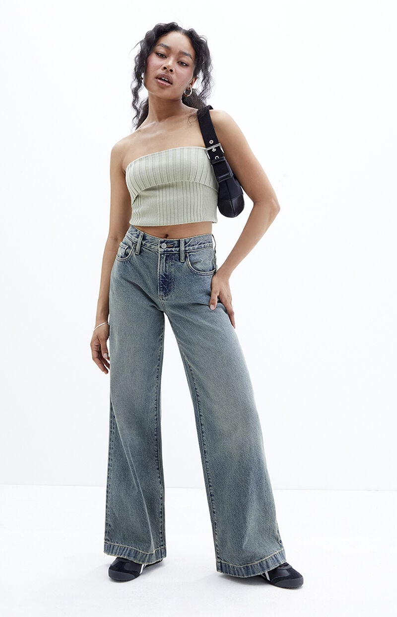 Lena Medium Indigo Tint Low Rise Super Baggy Jeans