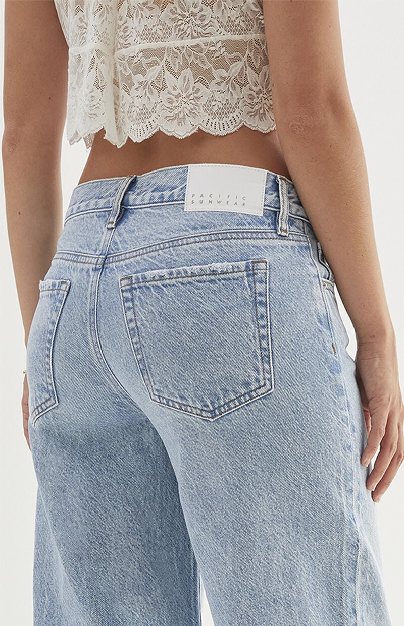 Lena Light Indigo Ripped Slit Low Rise Super Baggy Jeans
