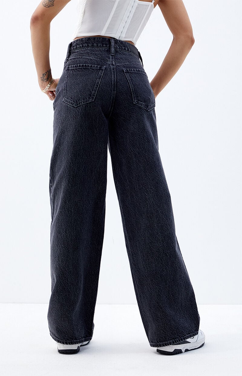 Cali Black Drawstring Baggy Boyfriend Jeans