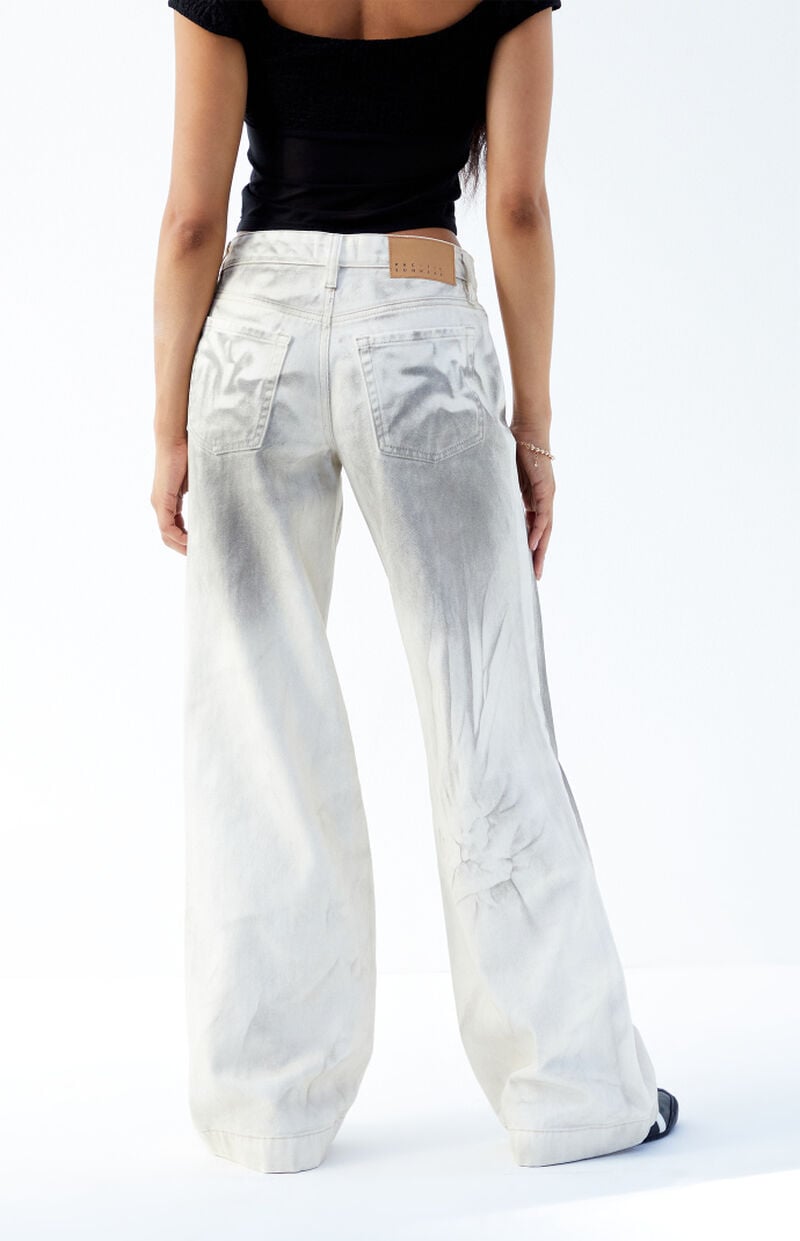 Casey Beige Mud Wash Low Rise Baggy Jeans