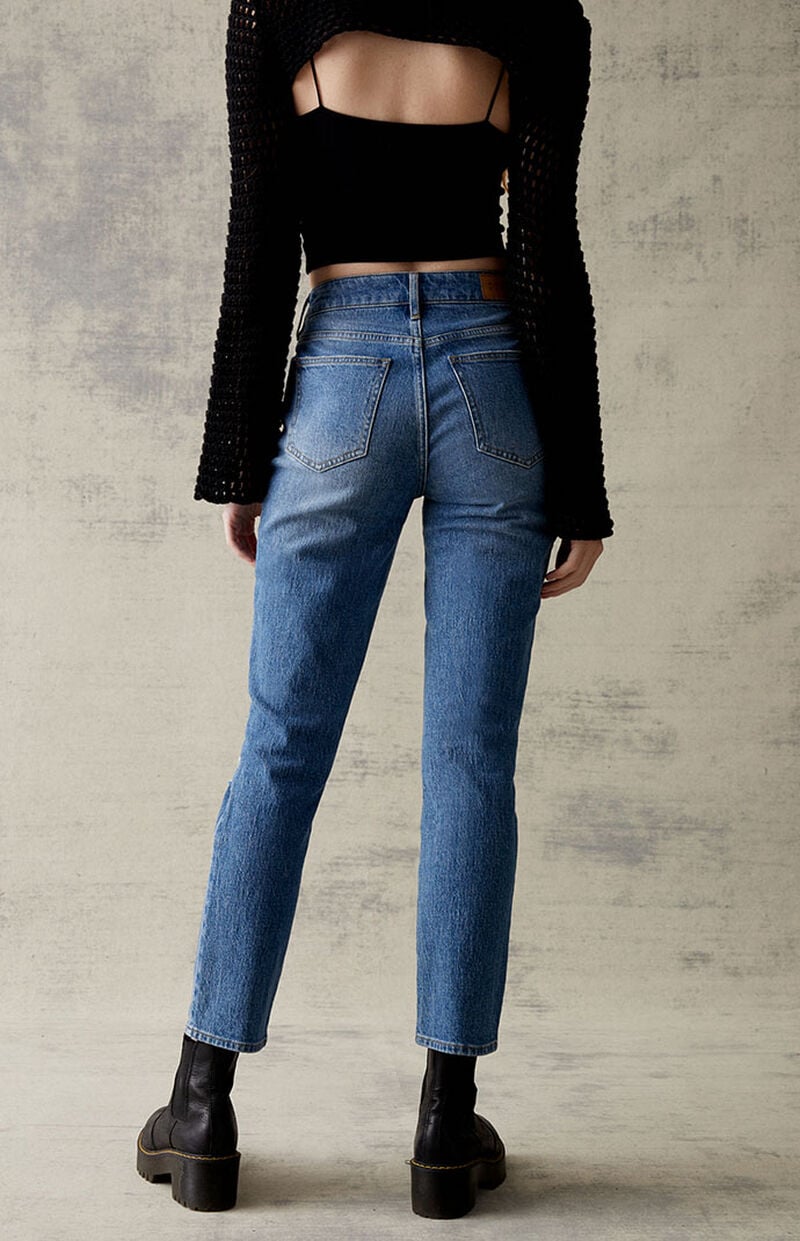 Eco Dark Blue Stretch Ripped Mom Jeans