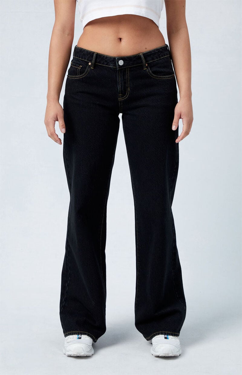 Eco Black Low Rise Wide Leg Jeans