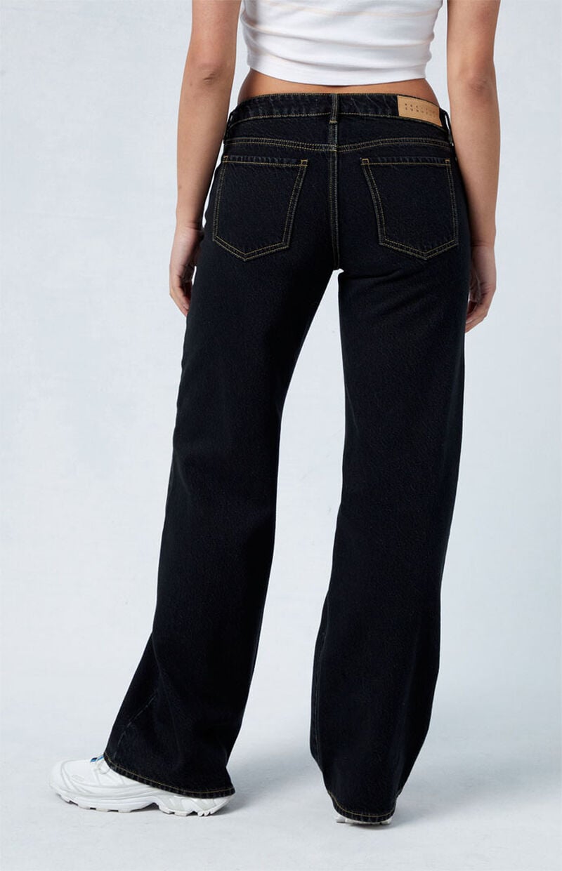 Eco Black Low Rise Wide Leg Jeans