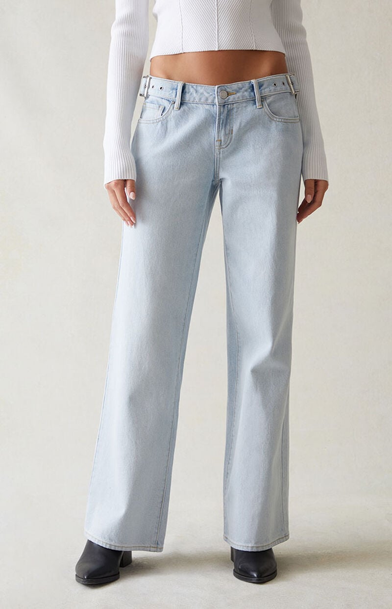 Eco Light Indigo Belted Wide Leg Jeans