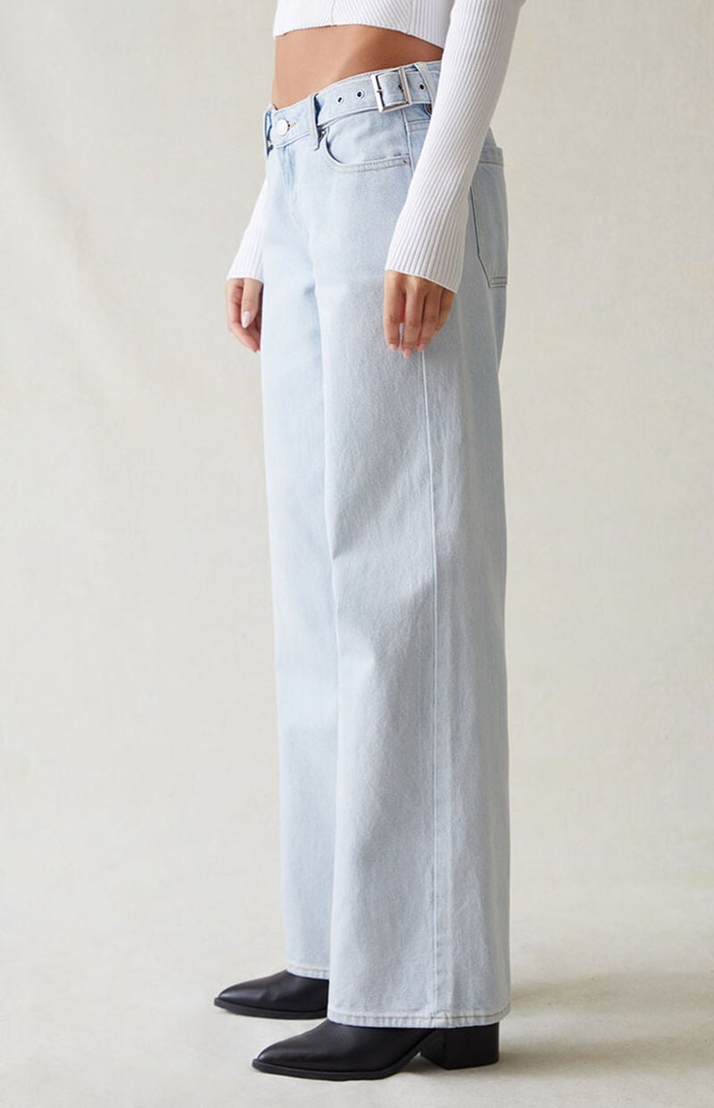 Eco Light Indigo Belted Wide Leg Jeans