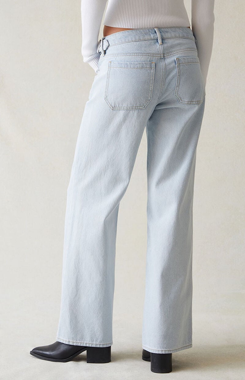 Eco Light Indigo Belted Wide Leg Jeans