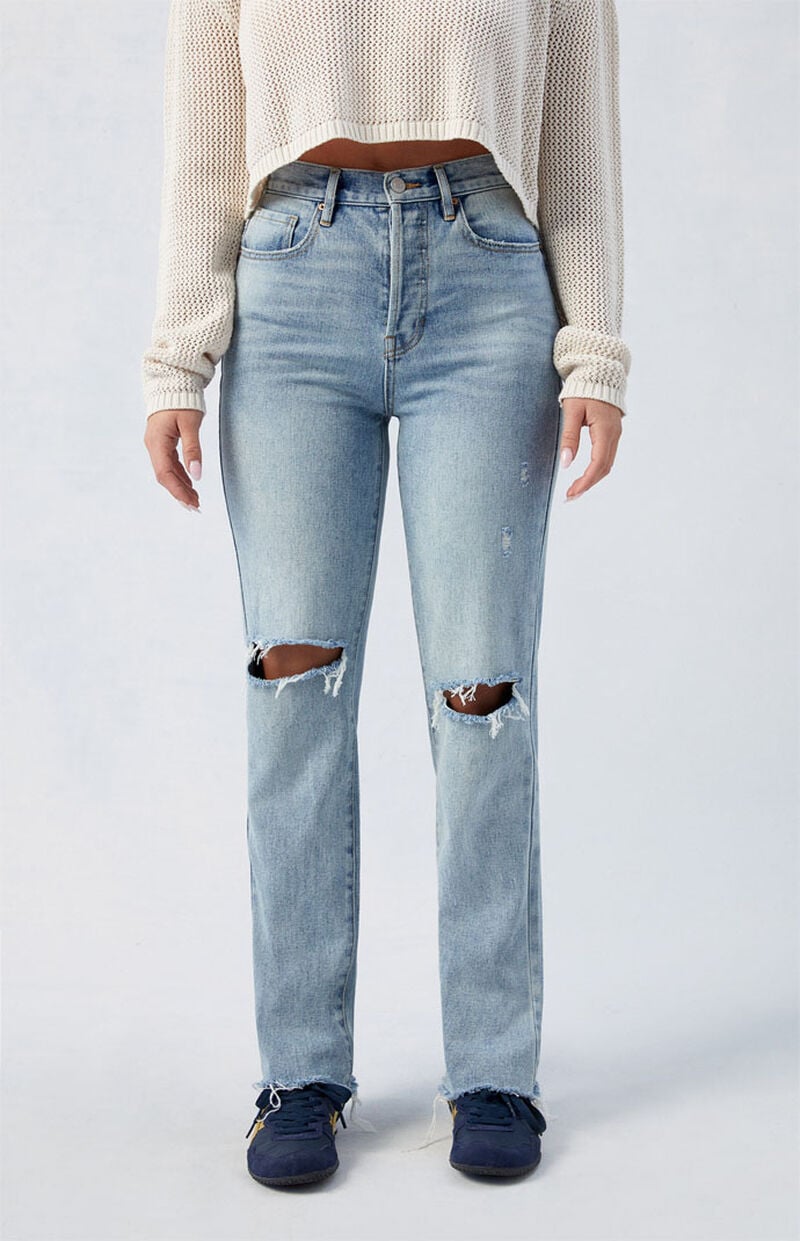 Medium Indigo Ripped Dad Jeans