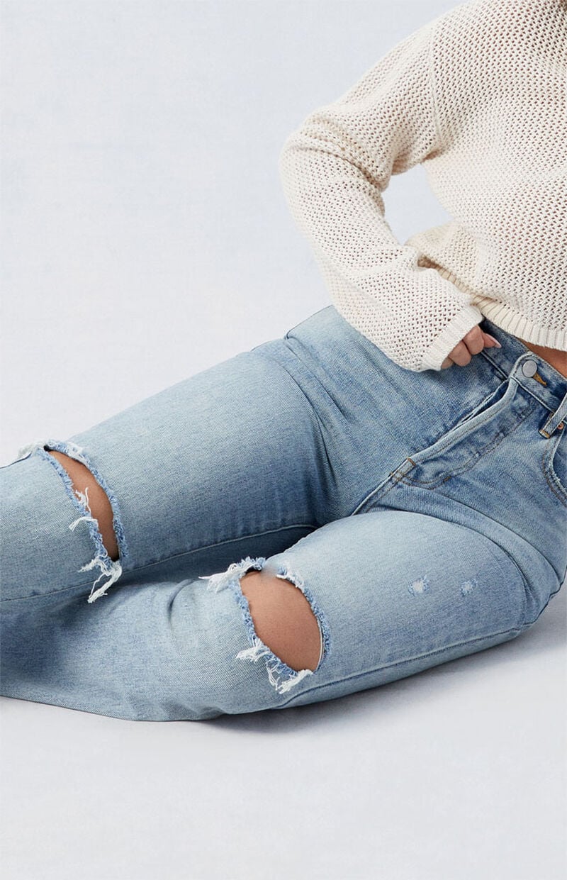 Medium Indigo Ripped Dad Jeans