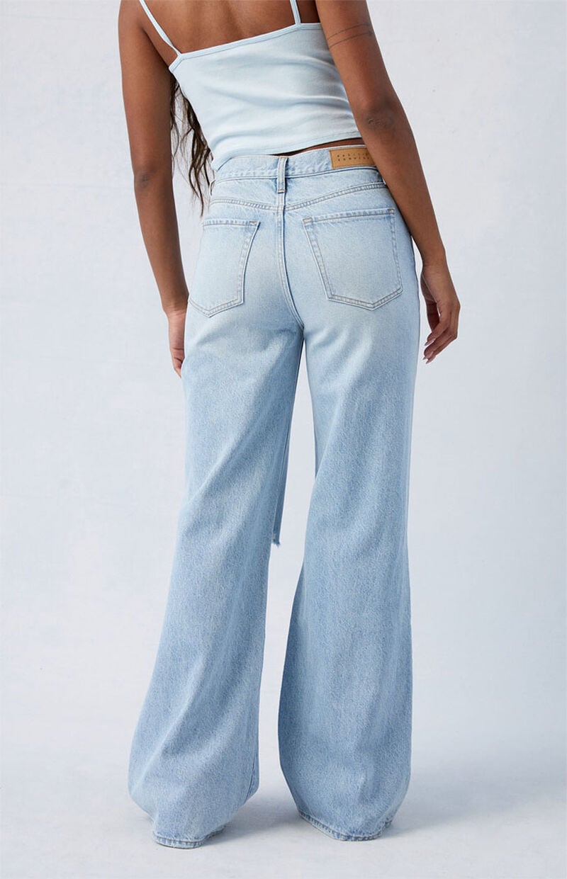 Light Indigo Ripped Dakota Mid Rise Baggy Jeans