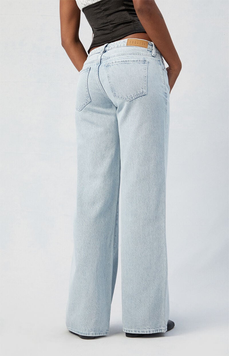 Eco Light Indigo Chain Low Rise Wide Leg Jeans