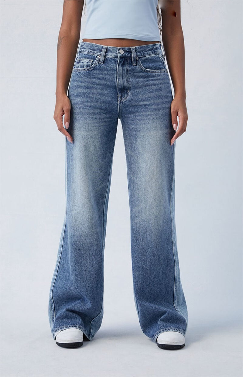 Eco Two-Tone Mid Rise Baggy Jeans