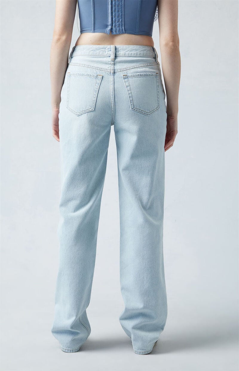 Eco Light Indigo Fold-Over Ripped '90s Boyfriend Jeans