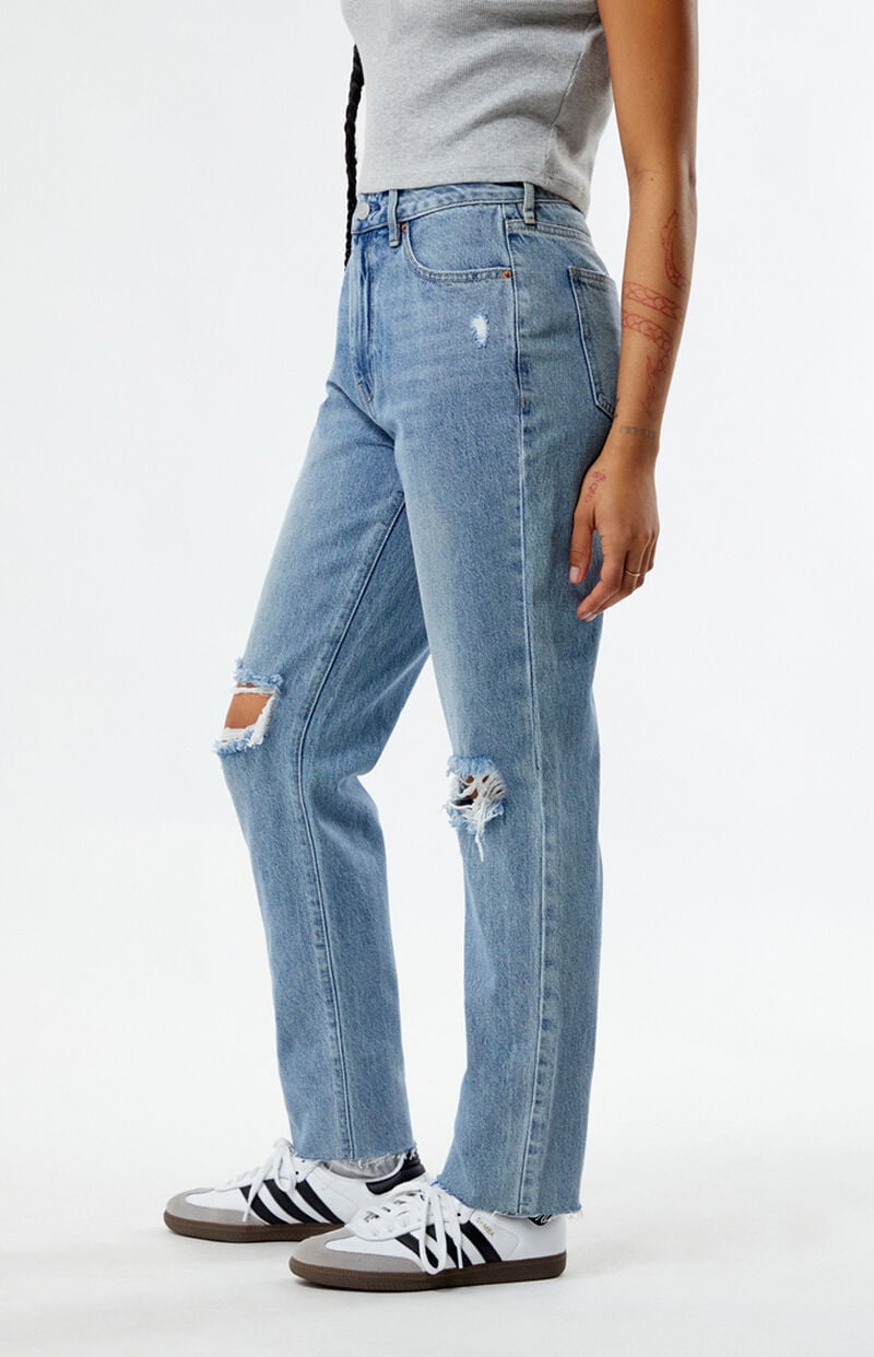 Eco Medium Indigo Ripped Mom Jeans