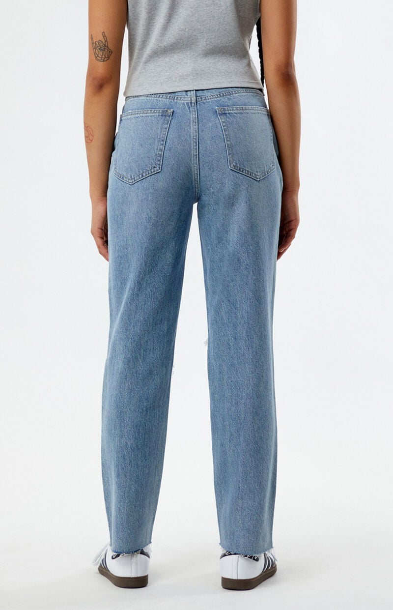Eco Medium Indigo Ripped Mom Jeans