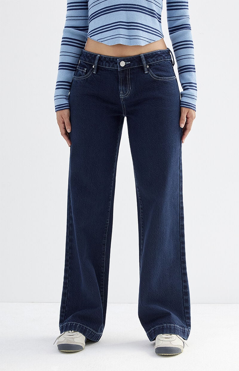 Dark Indigo Seam Low Rise Girlfriend Jeans