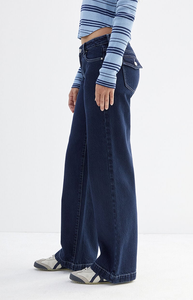 Dark Indigo Seam Low Rise Girlfriend Jeans