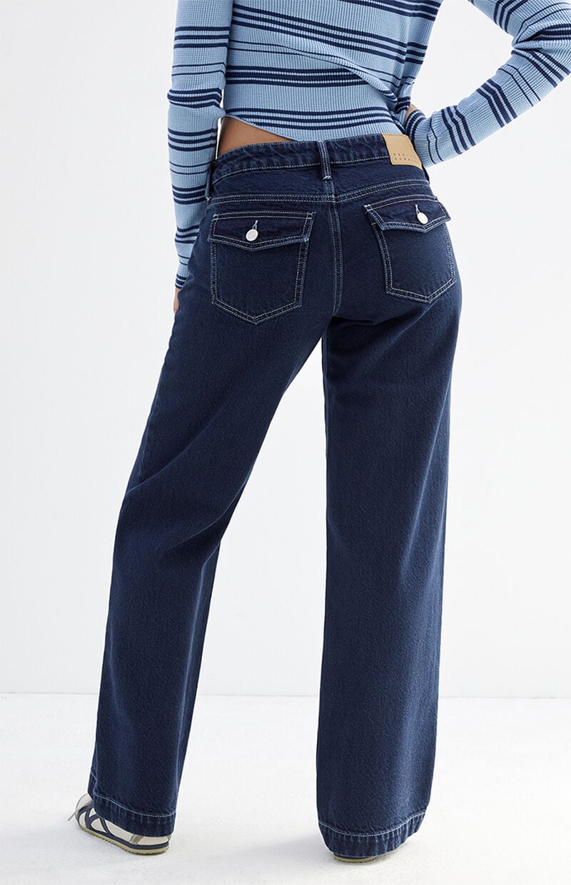 Dark Indigo Seam Low Rise Girlfriend Jeans