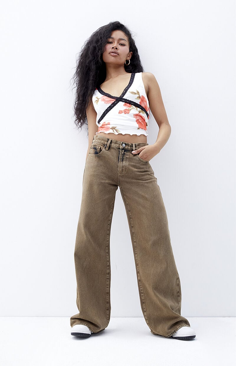 Lena Brown Low Rise Super Baggy Jeans
