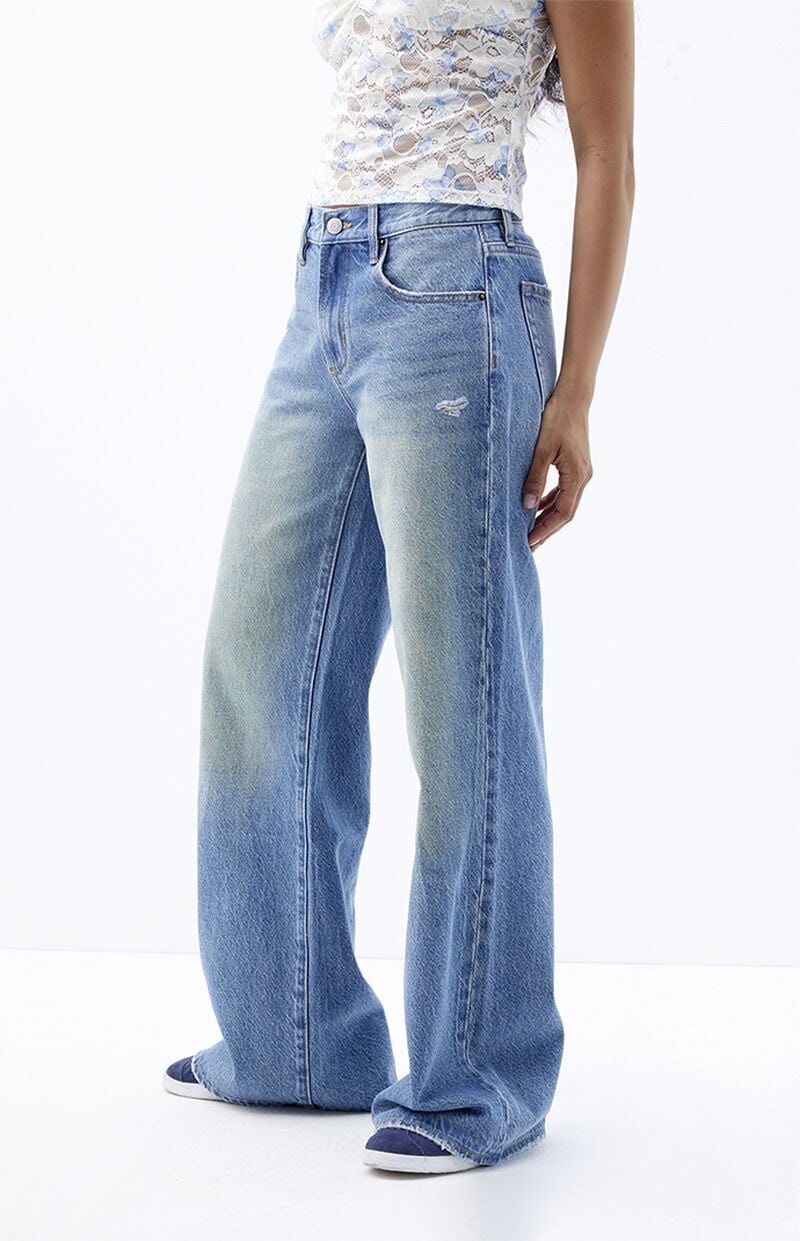 Lena Medium Indigo Ripped Low Rise Super Baggy Jeans