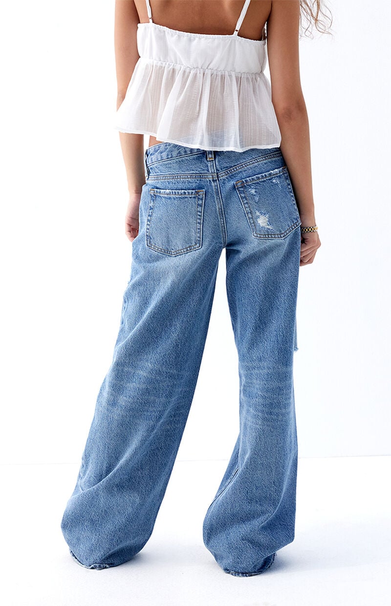 Casey Medium Indigo Ripped Low Rise Baggy Jeans