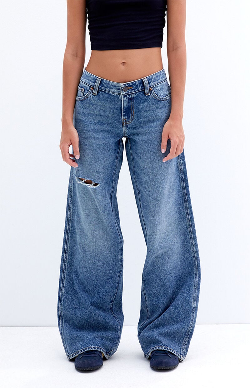 Medium Indigo Low Rise Baggy Jeans