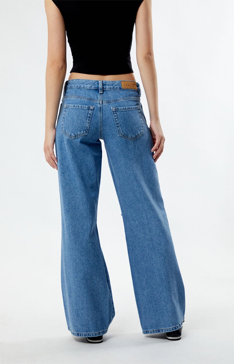 Eco Indigo Ripped Low Rise Baggy Jeans