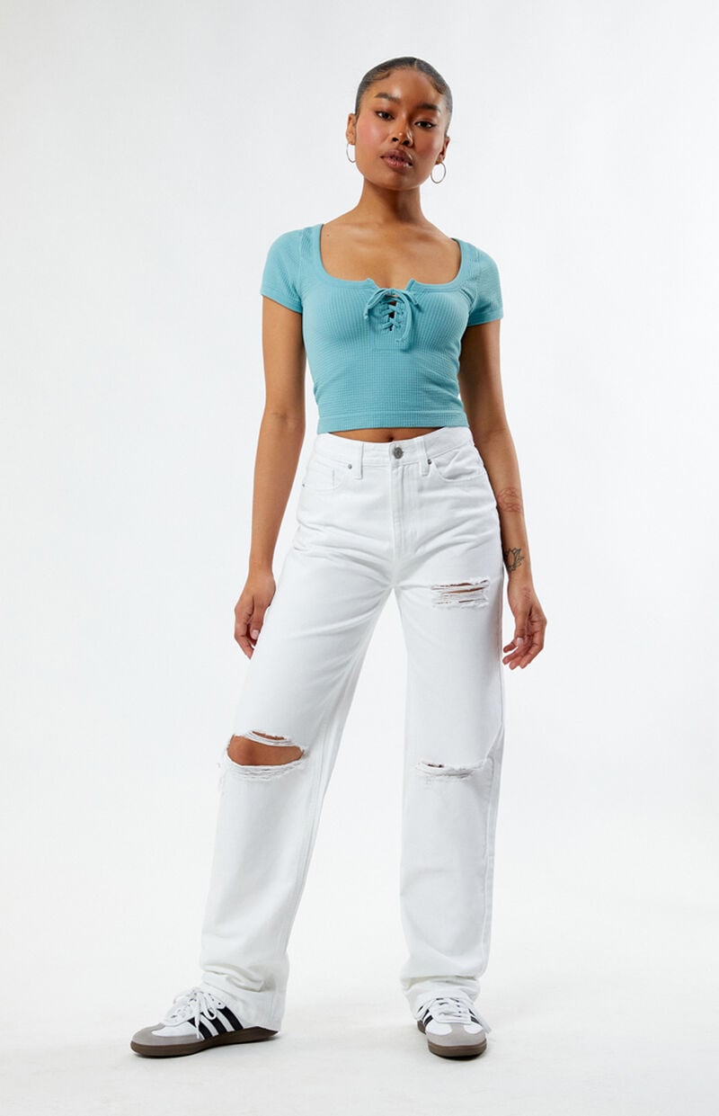 Eco White Ripped '90s Boyfriend Jeans