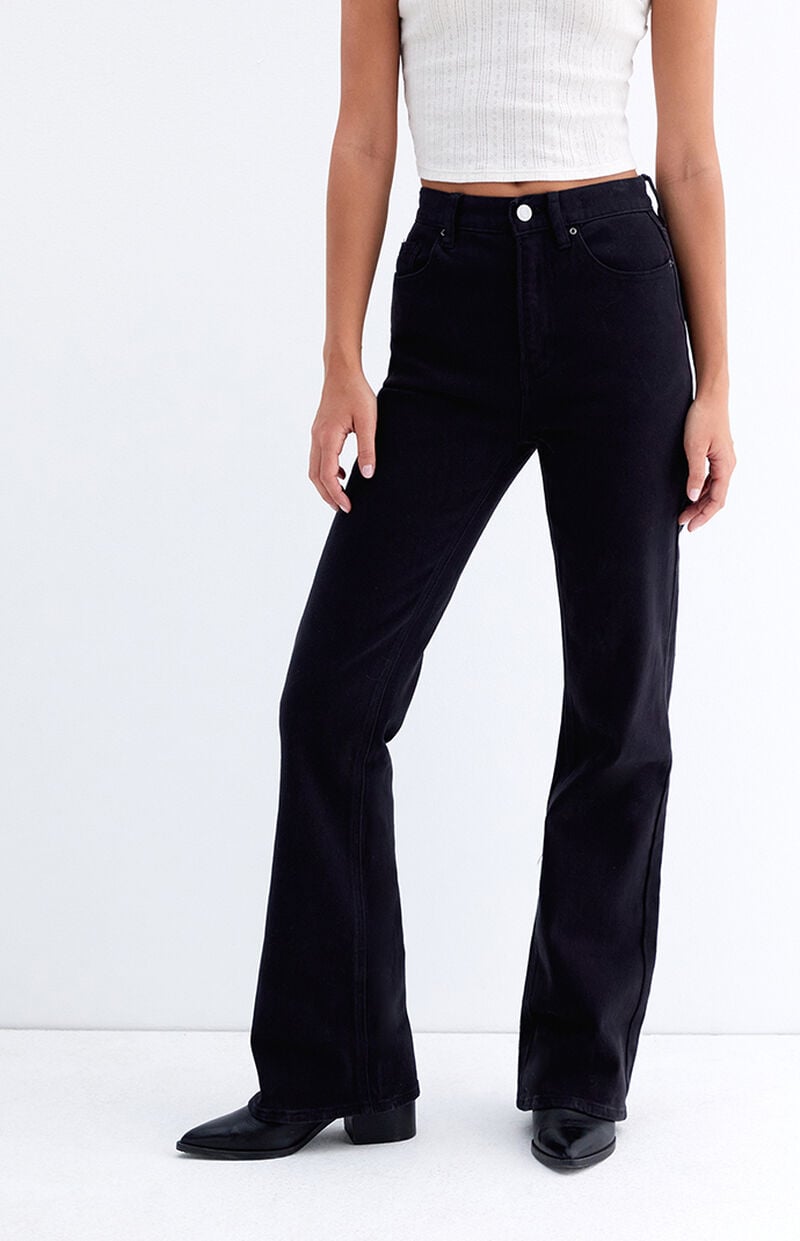 Stretch Black High Waisted Bootcut Jeans
