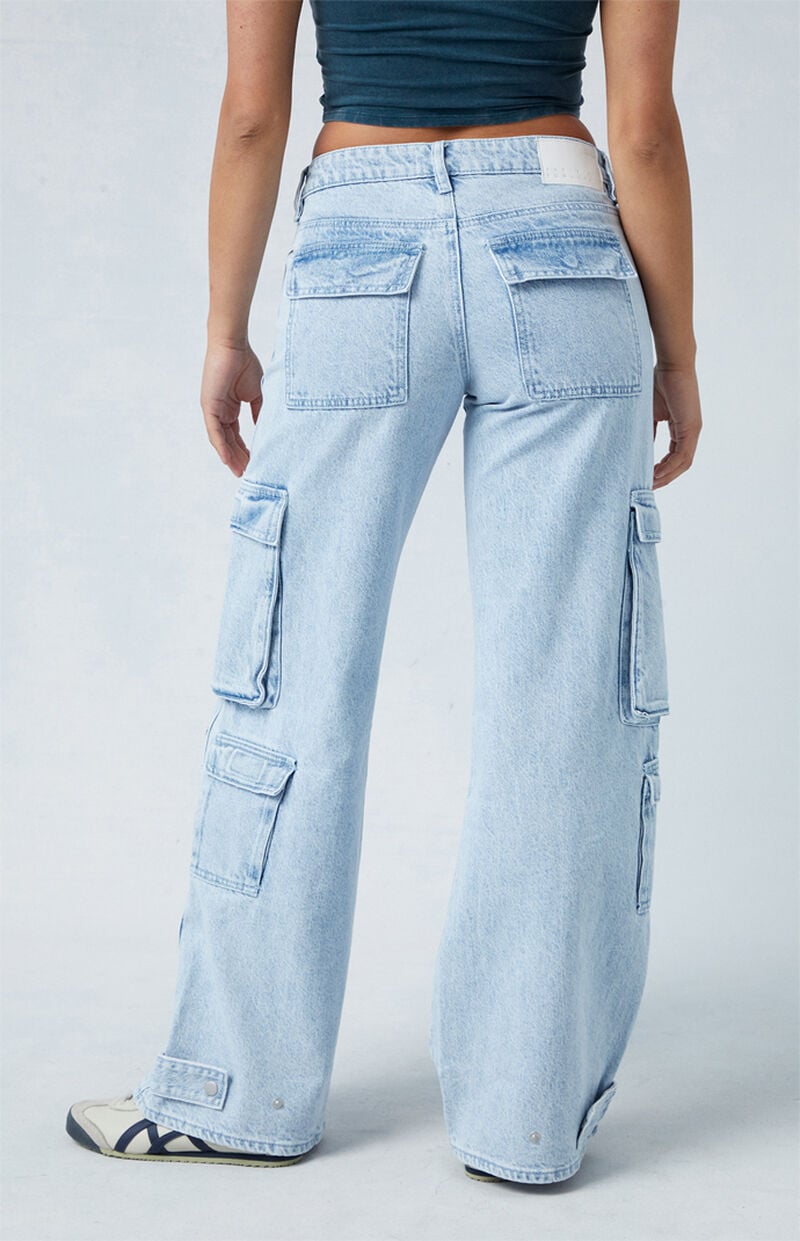 Eco Light Indigo Low Rise Baggy Cargo Jeans