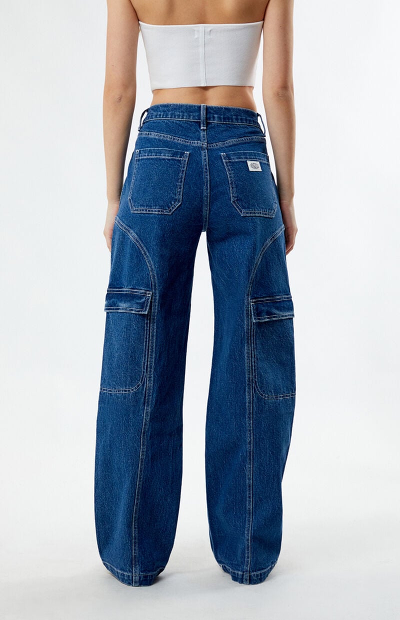 Dark Indigo Mid Rise Baggy Cargo Skate Jeans