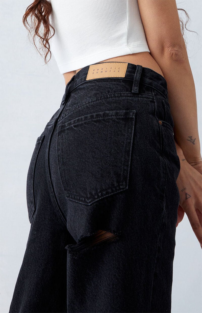 Eco Black Butt Slit Dad Jeans