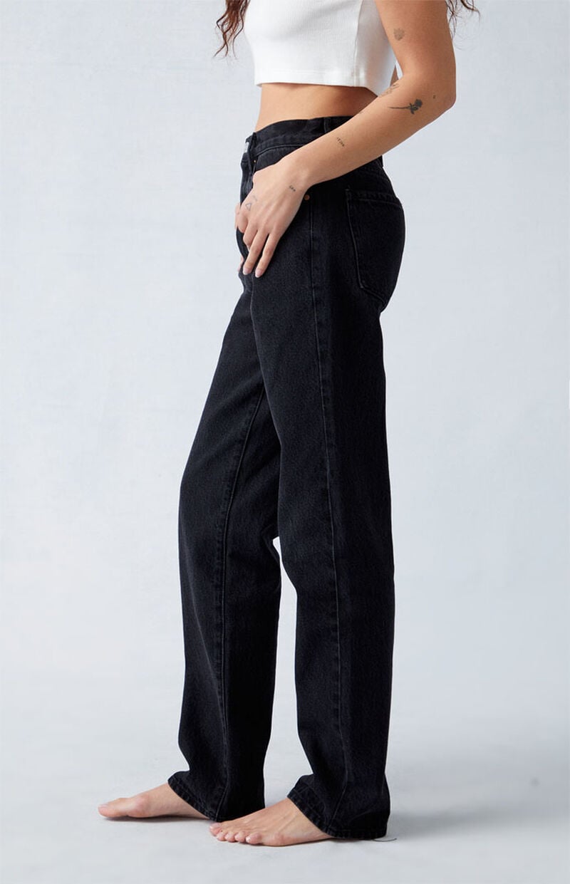 Eco Black Butt Slit Dad Jeans