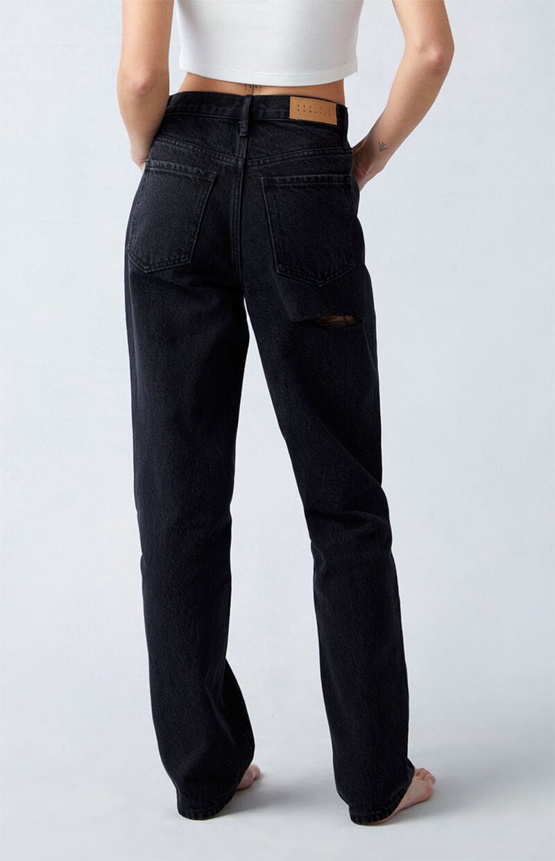 Eco Black Butt Slit Dad Jeans