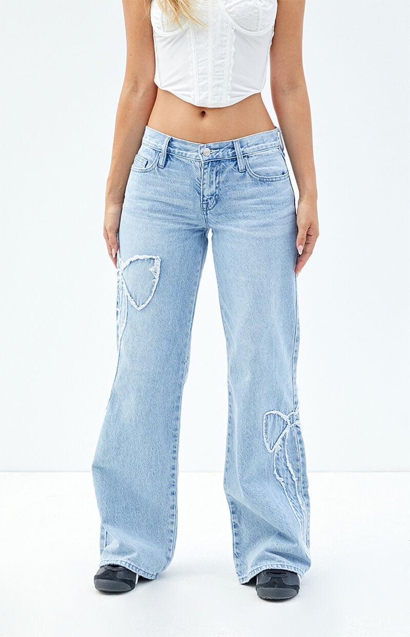 Casey Light Indigo Bow Low Rise Baggy Jeans