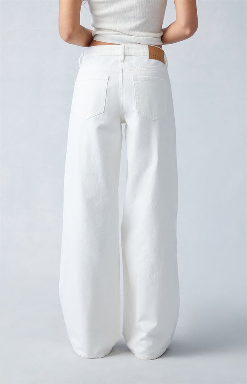 Eco White Ripped Low Rise Baggy Jeans