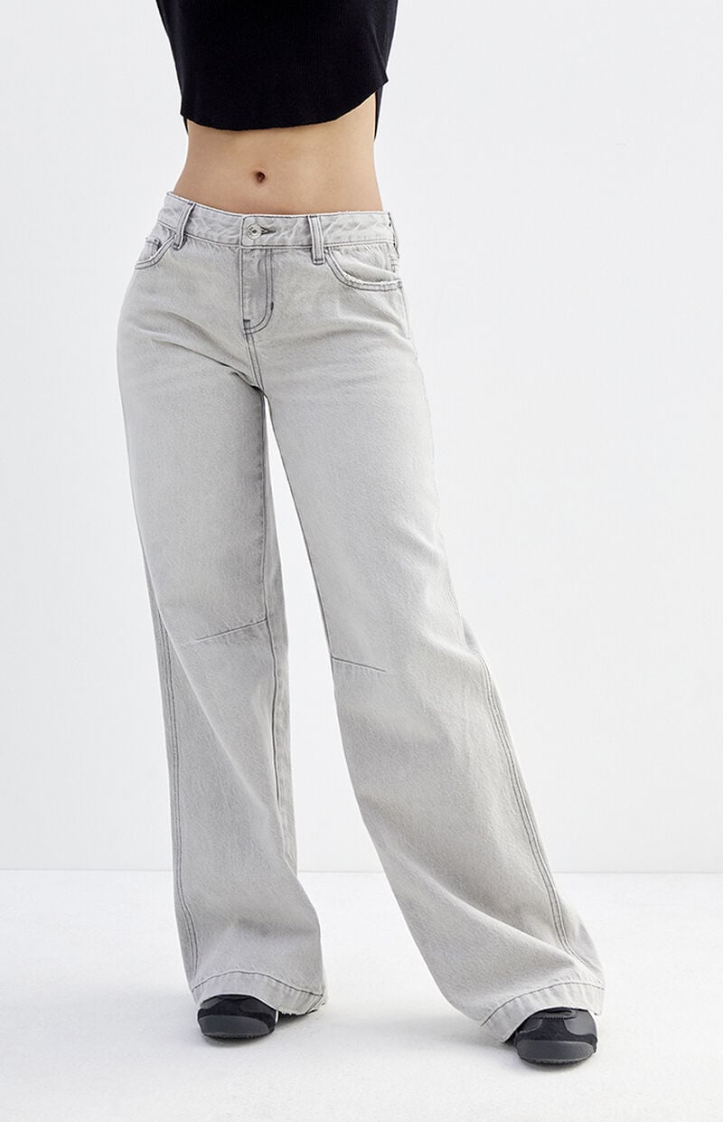 Casey Light Gray Dart Low Rise Baggy Jeans