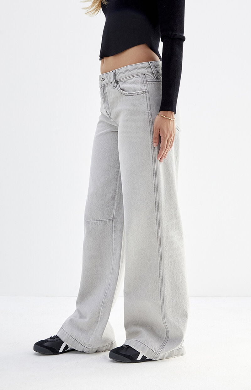 Casey Light Gray Dart Low Rise Baggy Jeans