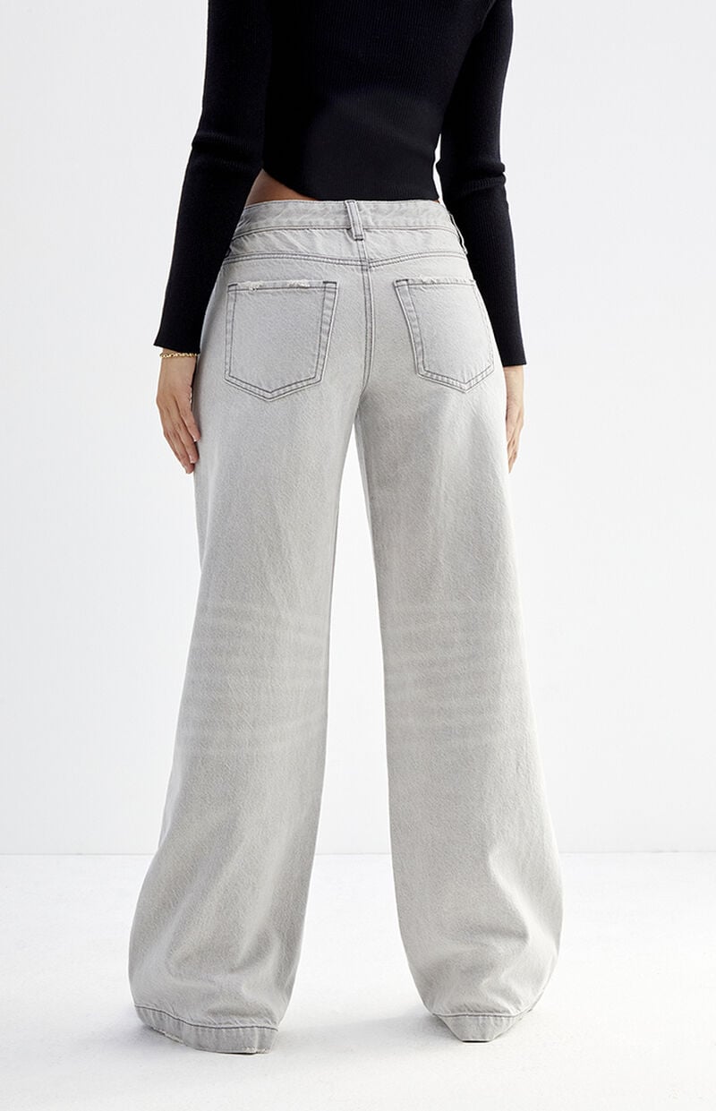 Casey Light Gray Dart Low Rise Baggy Jeans