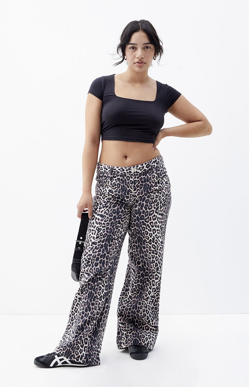 Casey Leopard Low Rise Baggy Jeans
