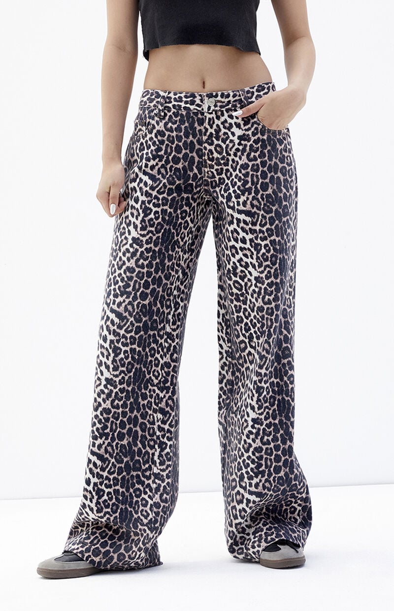 Casey Leopard Low Rise Baggy Jeans